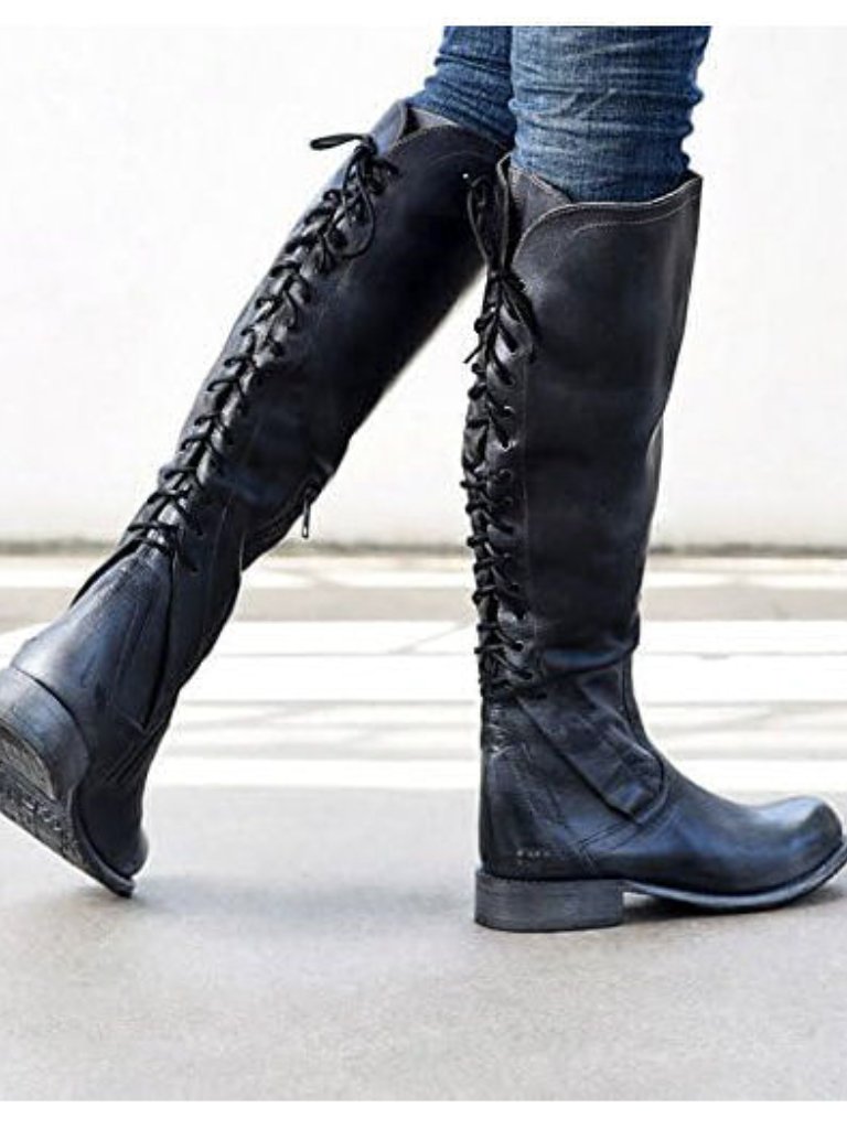 Bed Stu Womens 8.5 Surrey Tall Boots Distressed Leather Lace Up Bench Made 19"